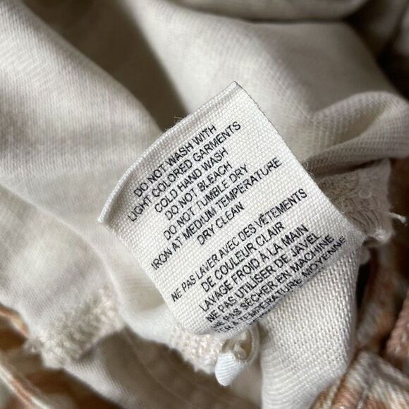 ULLA JOHNSON Waverly Printed Jeans Women 12 Tan Check Print Tapered 100% Cotton - Picture 13 of 14